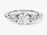 Three Stone Moissanite Engagement Ring with Pear Cut Accents (2.00 CT)