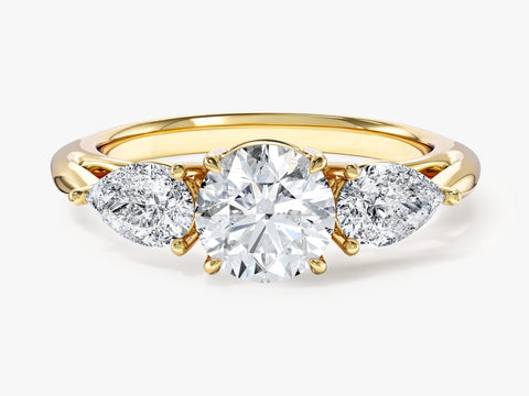 Three Stone Moissanite Engagement Ring with Pear Cut Accents (2.00 CT)