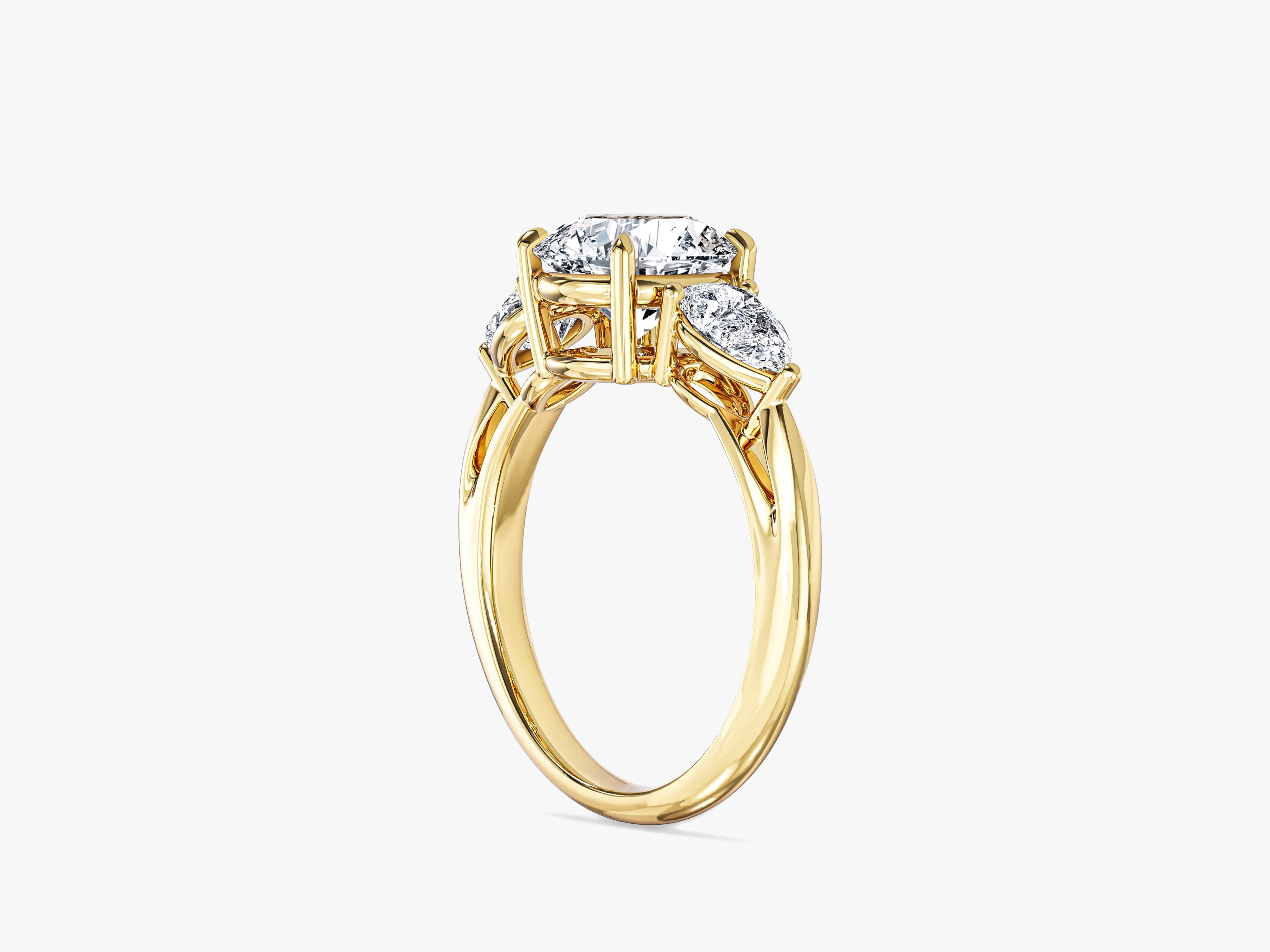 Three Stone Moissanite Engagement Ring with Pear Cut Accents (2.00 CT)