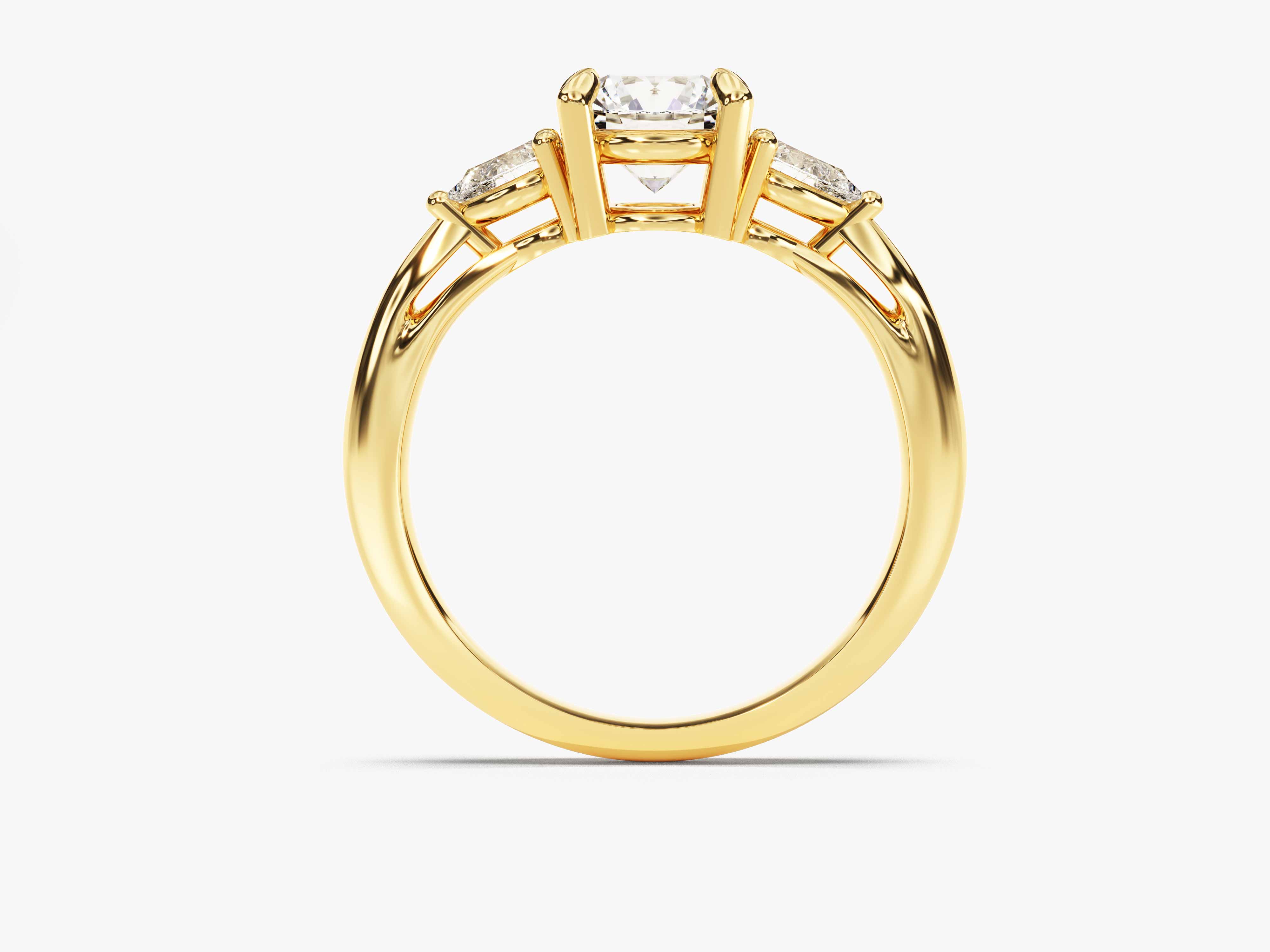 Gold three-stone diamond engagement ring jewelry