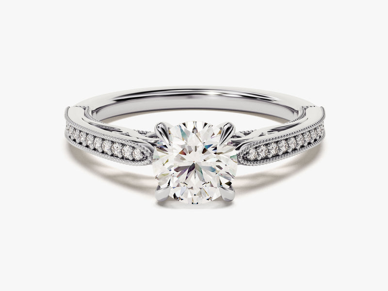 Vintage Inspired Moissanite Engagement Ring with Adorned Cathedral (1.00 CT)