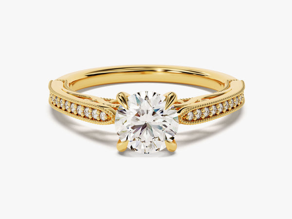 Vintage Inspired Diamond Engagement Ring with Adorned Cathedral (1.00 CT)