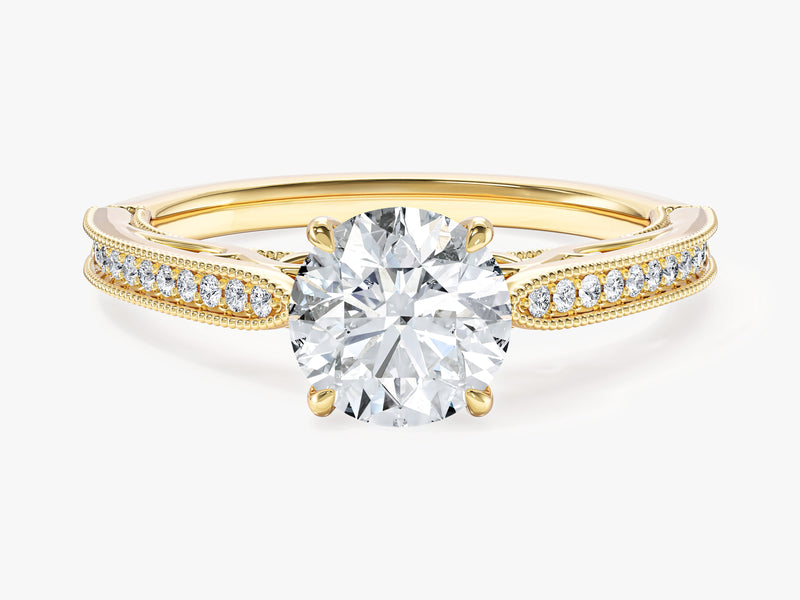 Vintage Inspired Moissanite Engagement Ring with Adorned Cathedral (1.00 CT)
