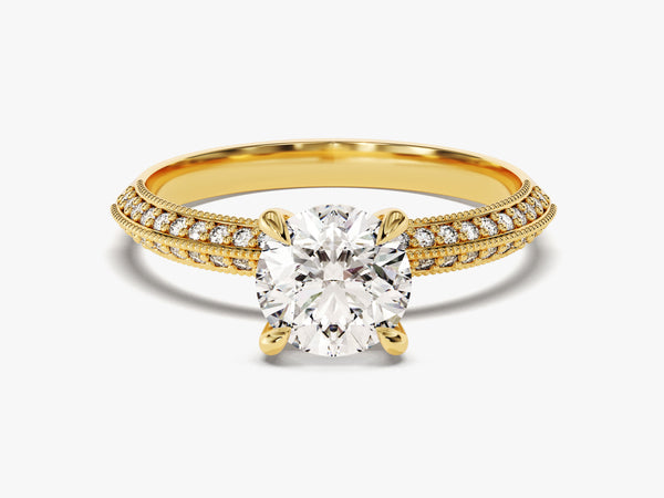 Pave Set Knife Edge Diamond Engagement Ring (1.00 CT)