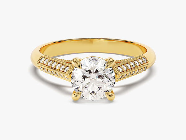 Double Pave Set Cathedral Lab Grown Diamond Engagement Ring (1.00 CT)