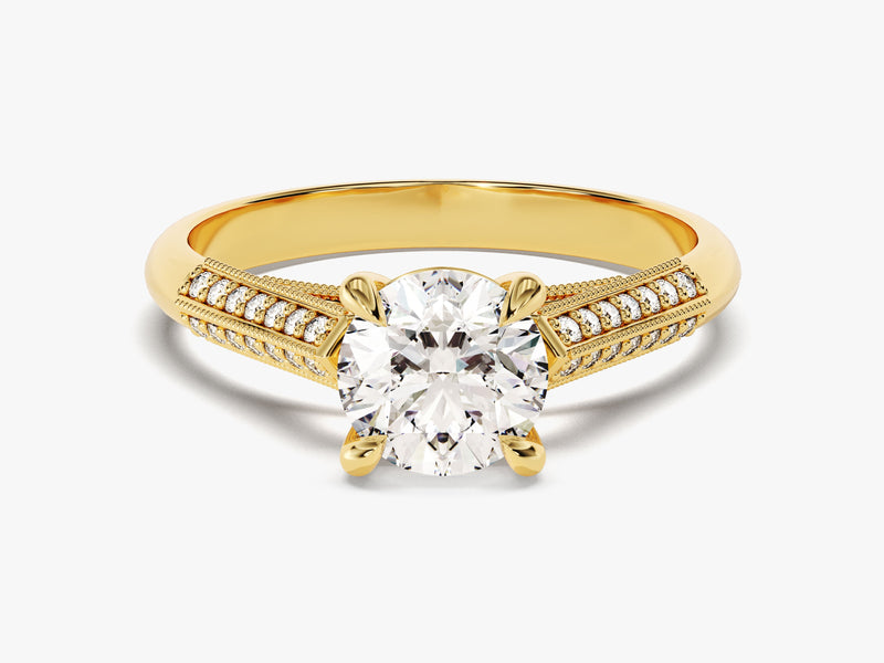 Double Pave Set Cathedral Lab Grown Diamond Engagement Ring (1.00 CT)