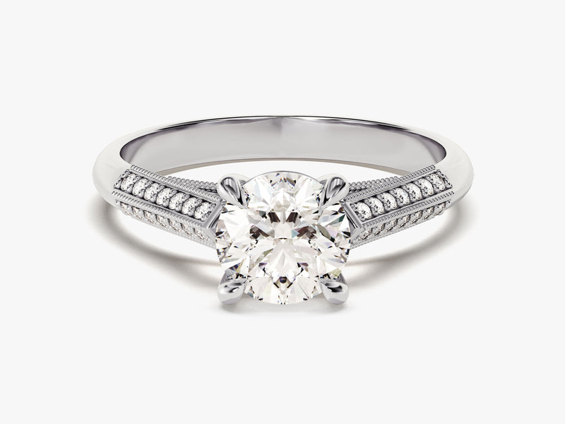 Double Pave Set Cathedral Moissanite Engagement Ring (1.00 CT)