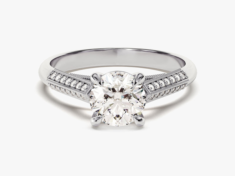 Double Pave Set Cathedral Diamond Engagement Ring (1.00 CT)