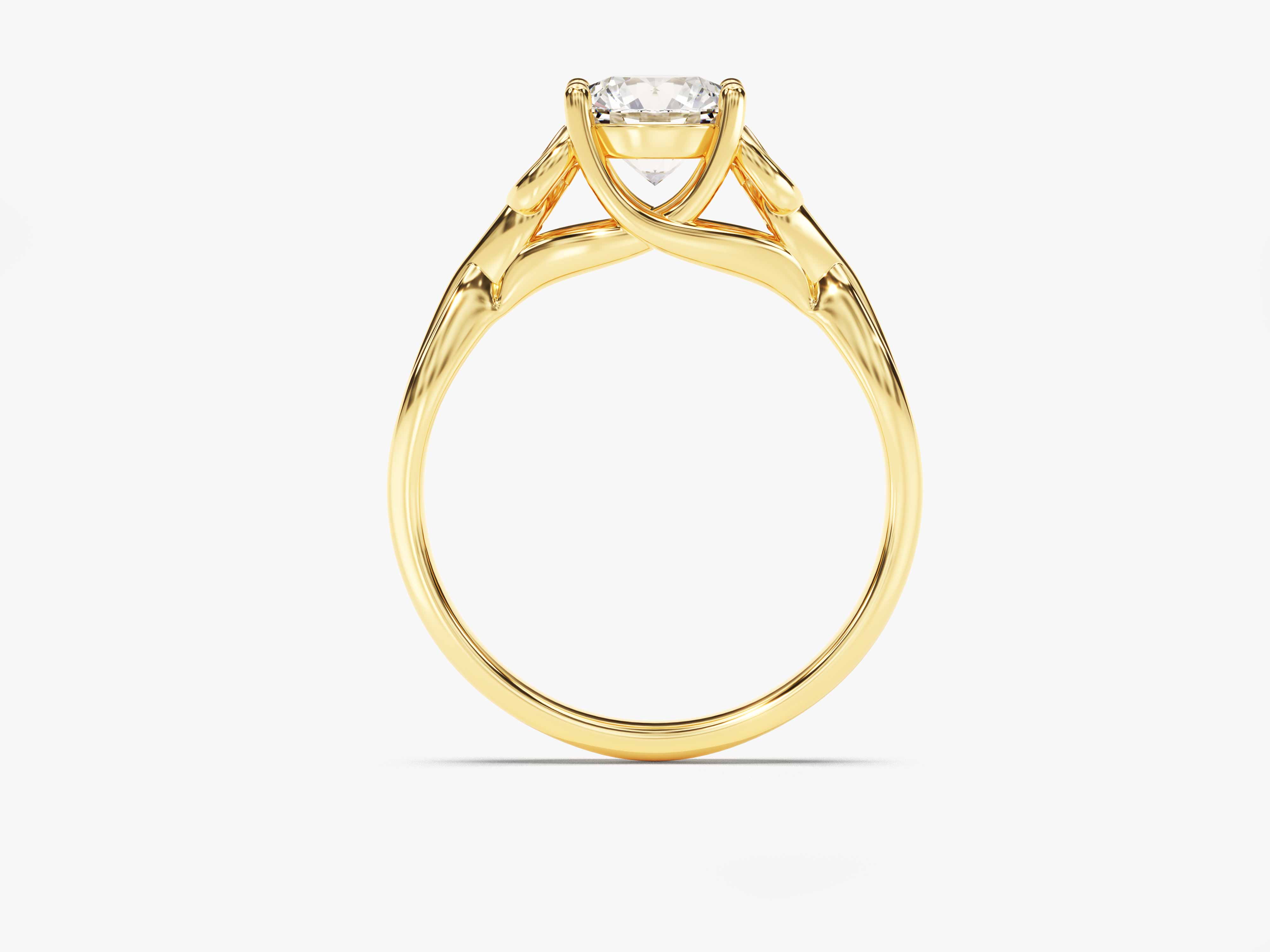 Gold diamond ring with intricate band design from jewelry firm