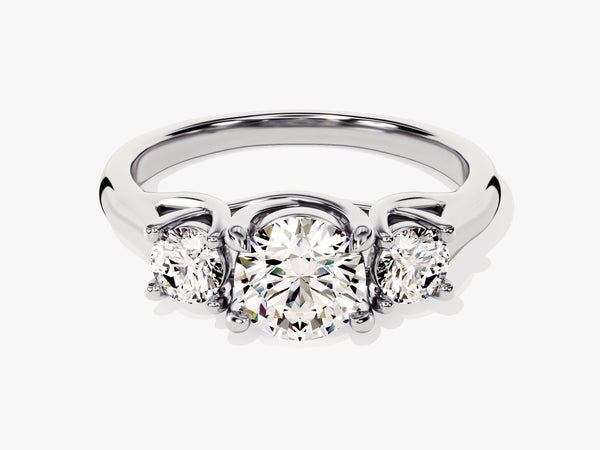 Trellis Three Stone Round Lab Grown Diamond Engagement Ring (1.50 CT TW)