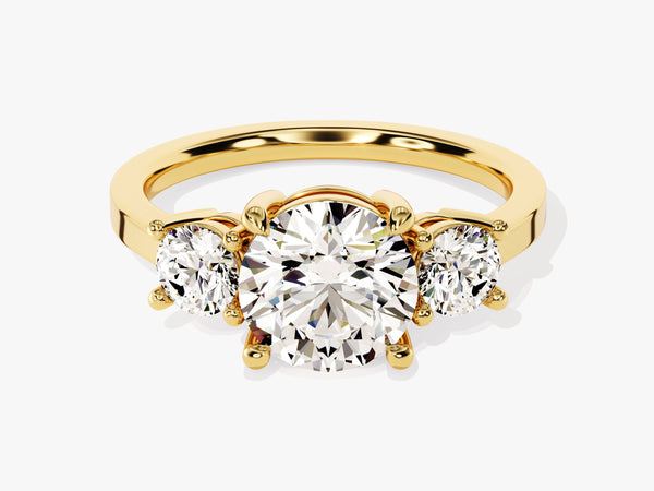 Simple Cathedral Three Stone Round Diamond Engagement Ring (2.00 CT TW)