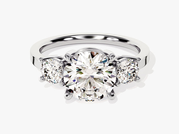 Simple Cathedral Three Stone Round Diamond Engagement Ring (2.50 CT TW)