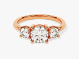 Classic Basket Set Three Stone Round Diamond Engagement Ring (1.50 CT TW)