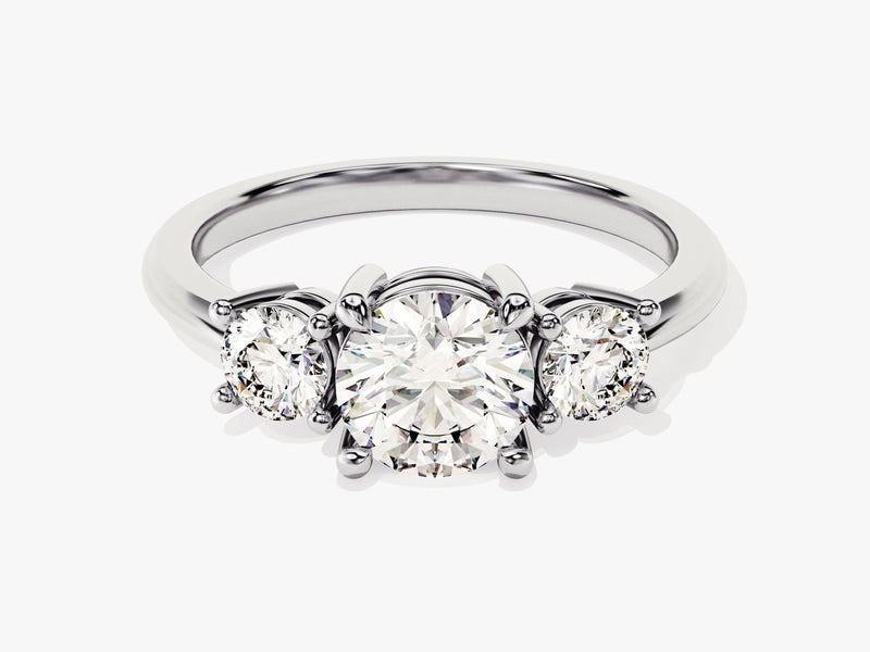 Classic Basket Set Three Stone Round Diamond Engagement Ring (1.50 CT TW)