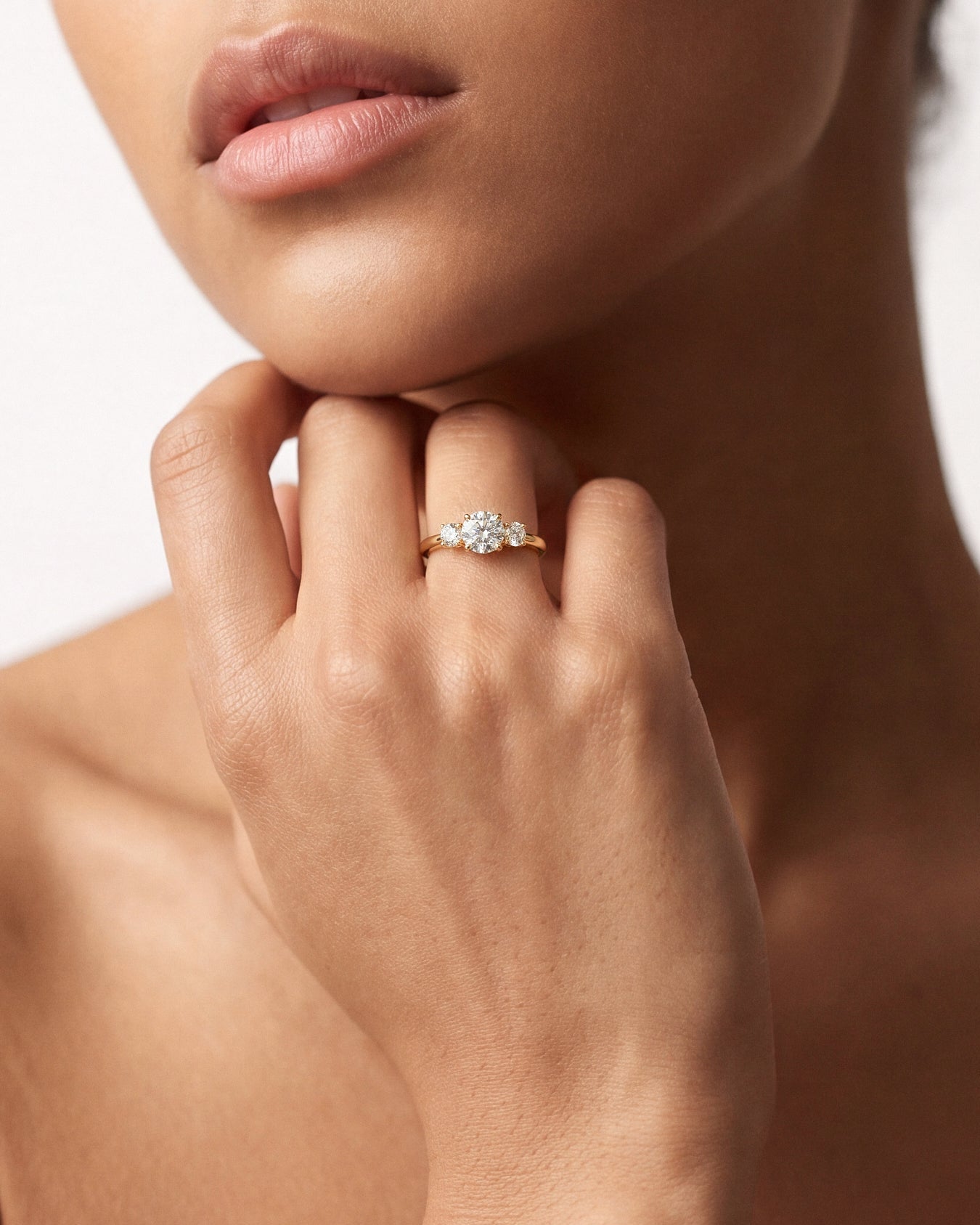 Classic Basket Set Three Stone Round Moissanite Engagement Ring (1.50 CT TW)
