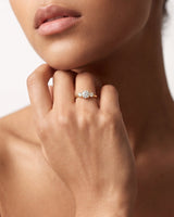 Classic Basket Set Three Stone Round Moissanite Engagement Ring (1.50 CT TW)