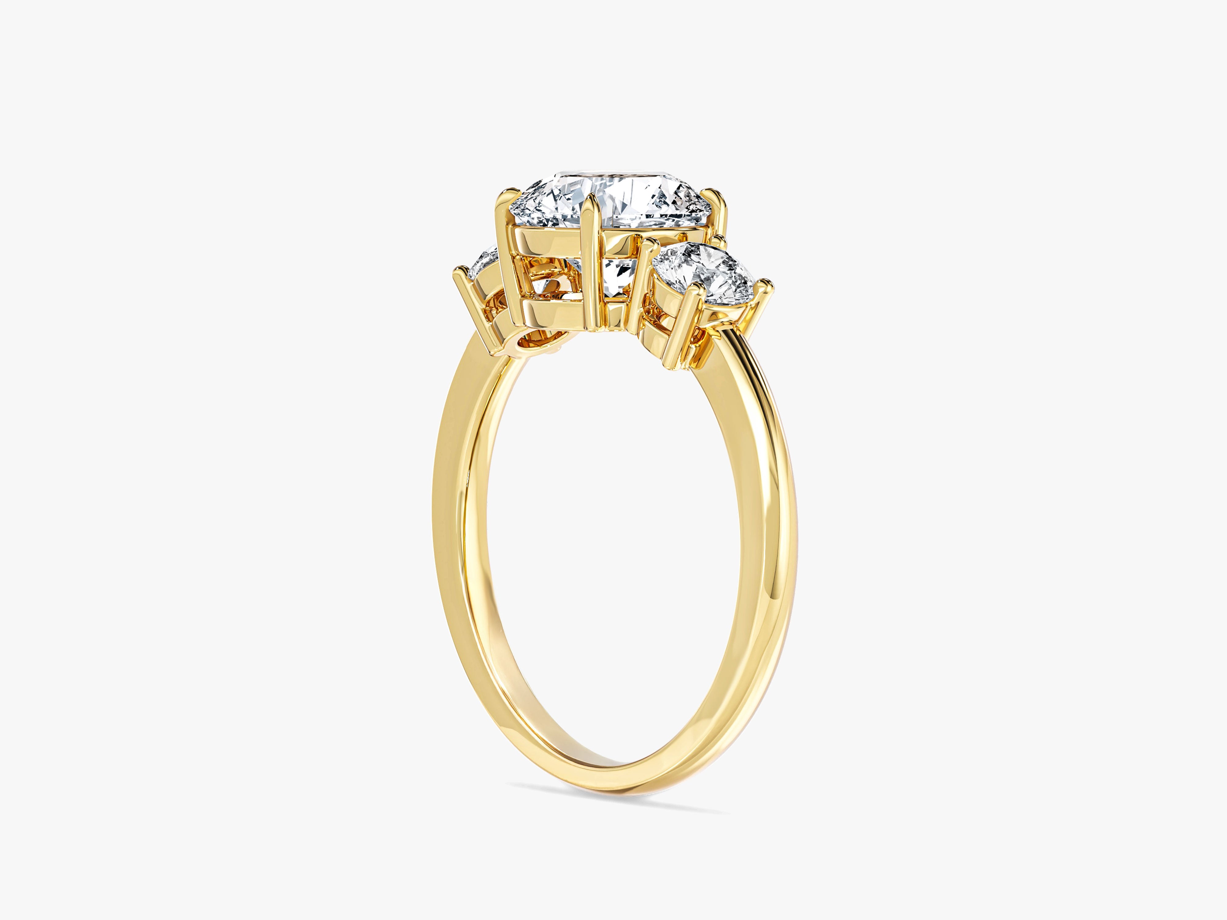 Classic Basket Set Three Stone Round Lab Grown Diamond Engagement Ring (1.50 CT TW)