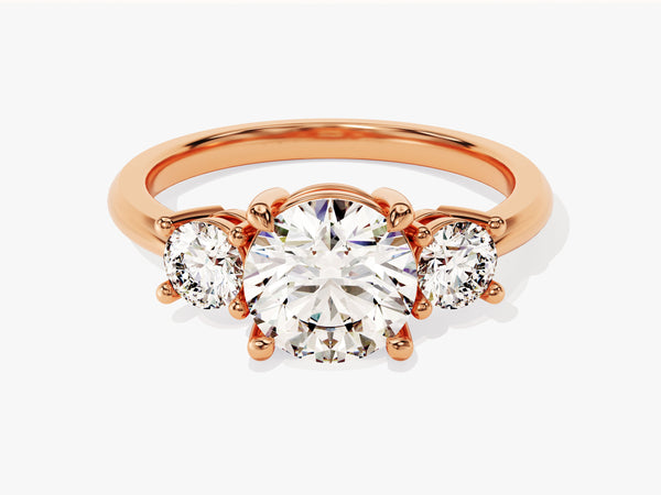 Rose gold three-stone diamond engagement ring