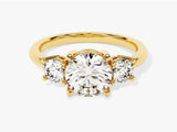 Classic Basket Set Three Stone Round Diamond Engagement Ring (2.00 CT TW)