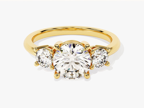 Classic Basket Set Three Stone Round Lab Grown Diamond Engagement Ring (2.00 CT TW)