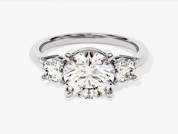 Classic Basket Set Three Stone Round Lab Grown Diamond Engagement Ring (2.50 CT TW)