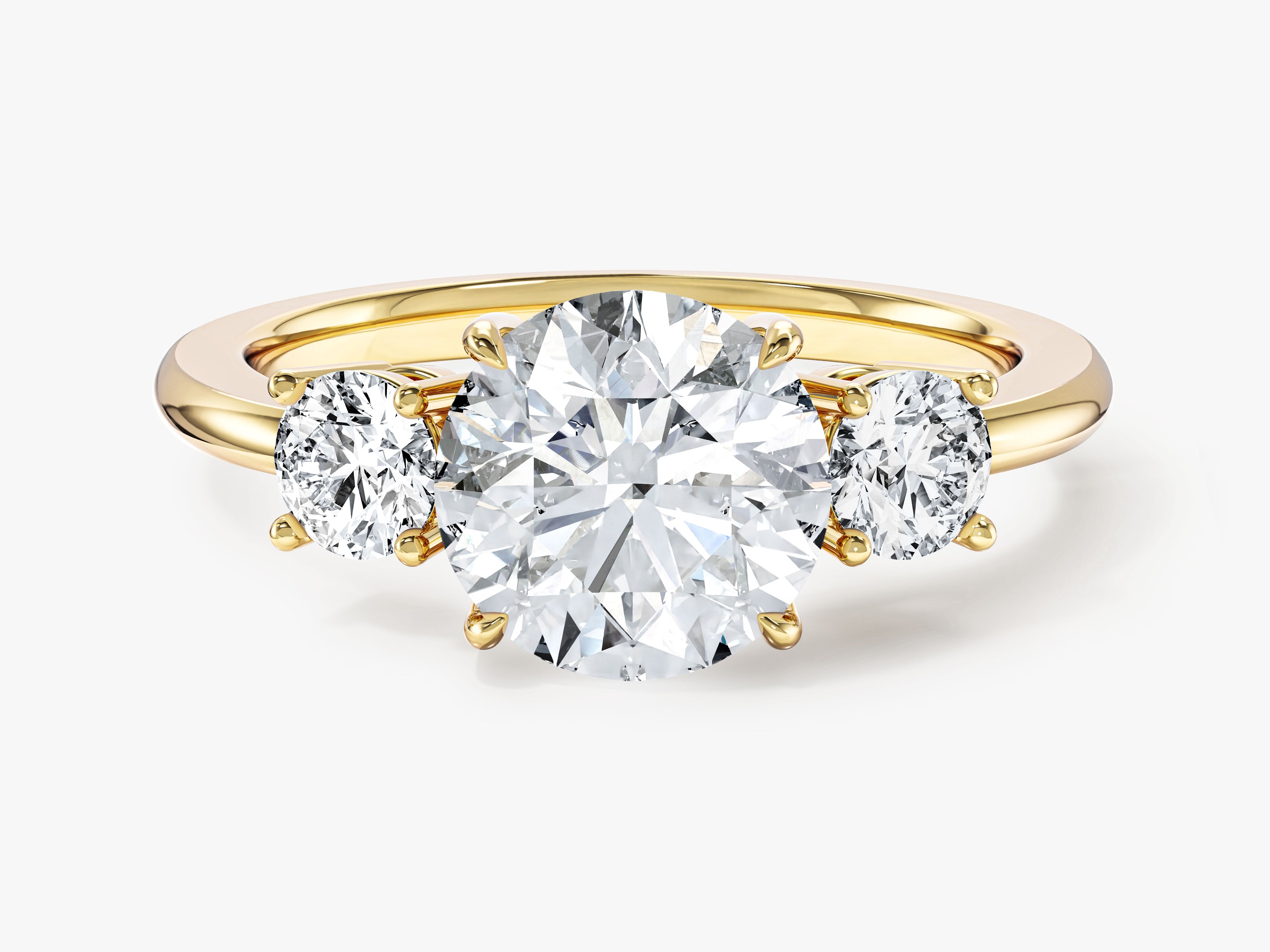 Classic Basket Set Three Stone Round Lab Grown Diamond Engagement Ring (2.00 CT TW)