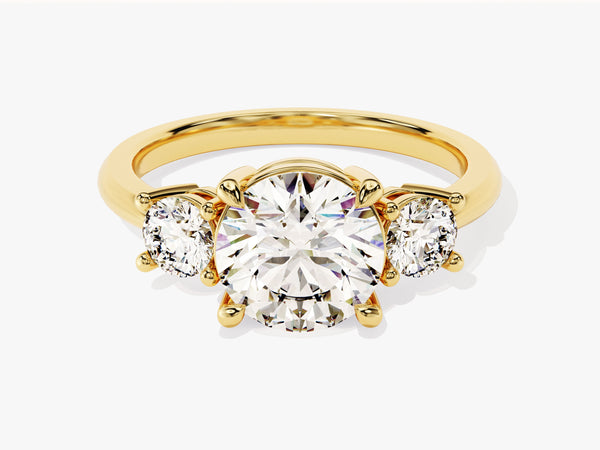 Classic Basket Set Three Stone Round Lab Grown Diamond Engagement Ring (2.50 CT TW)