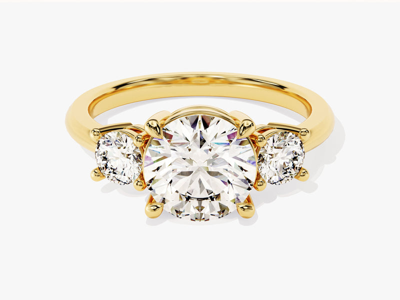 Classic Basket Set Three Stone Round Diamond Engagement Ring (2.50 CT TW)