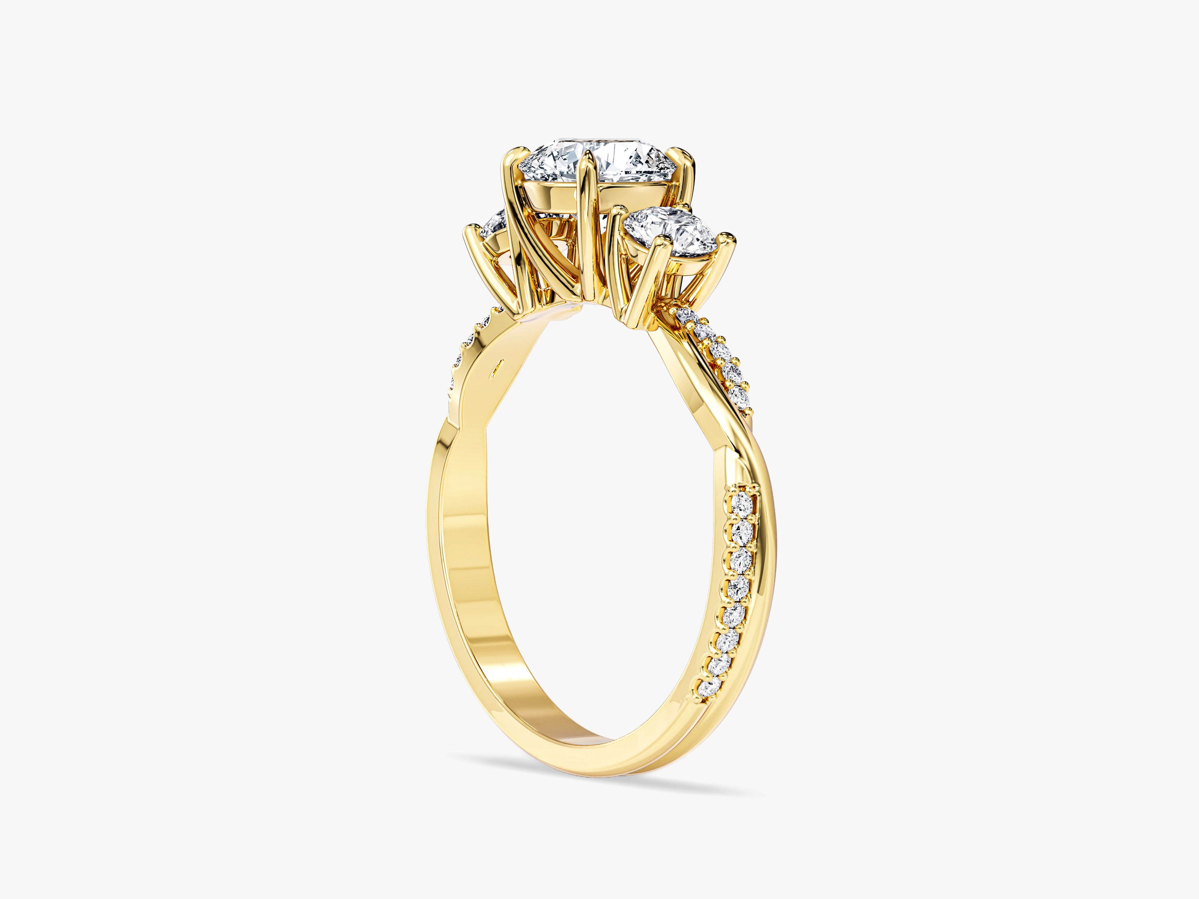 Petite Twisted Vine Three Stone Round Lab Grown Diamond Engagement Ring (1.50 CT TW)