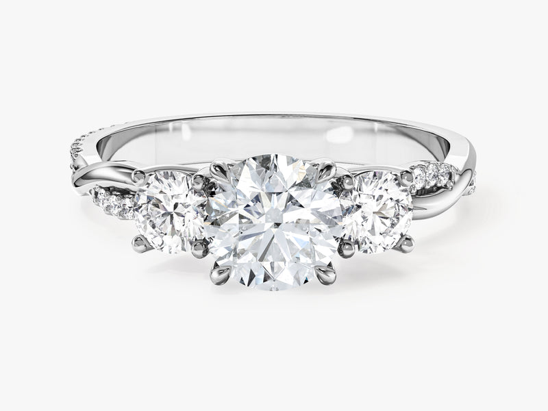 Petite Twisted Vine Three Stone Round Moissanite Engagement Ring (1.50 CT TW)
