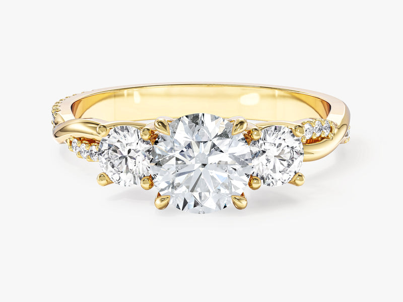 Petite Twisted Vine Three Stone Round Moissanite Engagement Ring (1.50 CT TW)