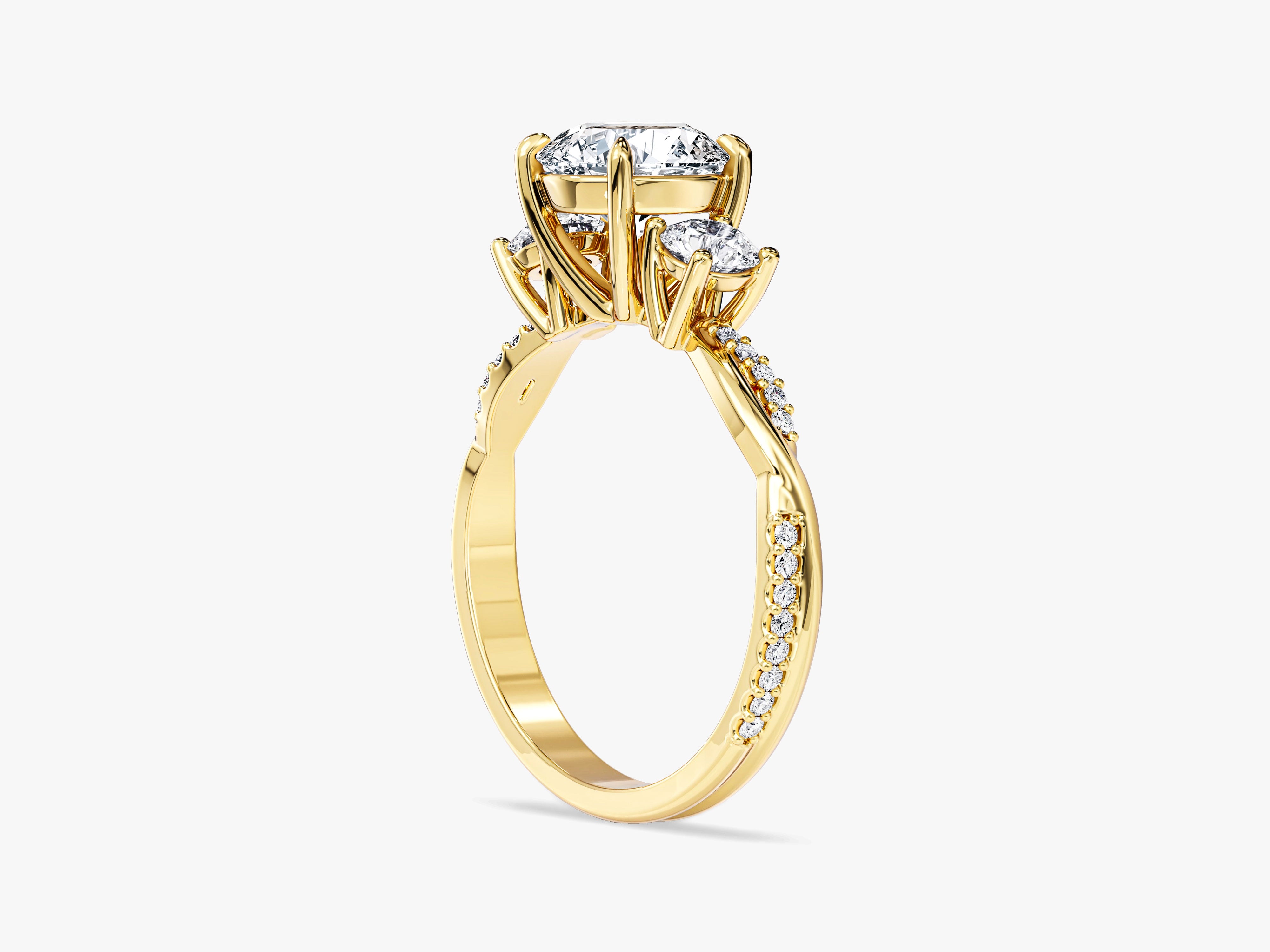 Petite Twisted Vine Three Stone Round Moissanite Engagement Ring (2.00 CT TW)