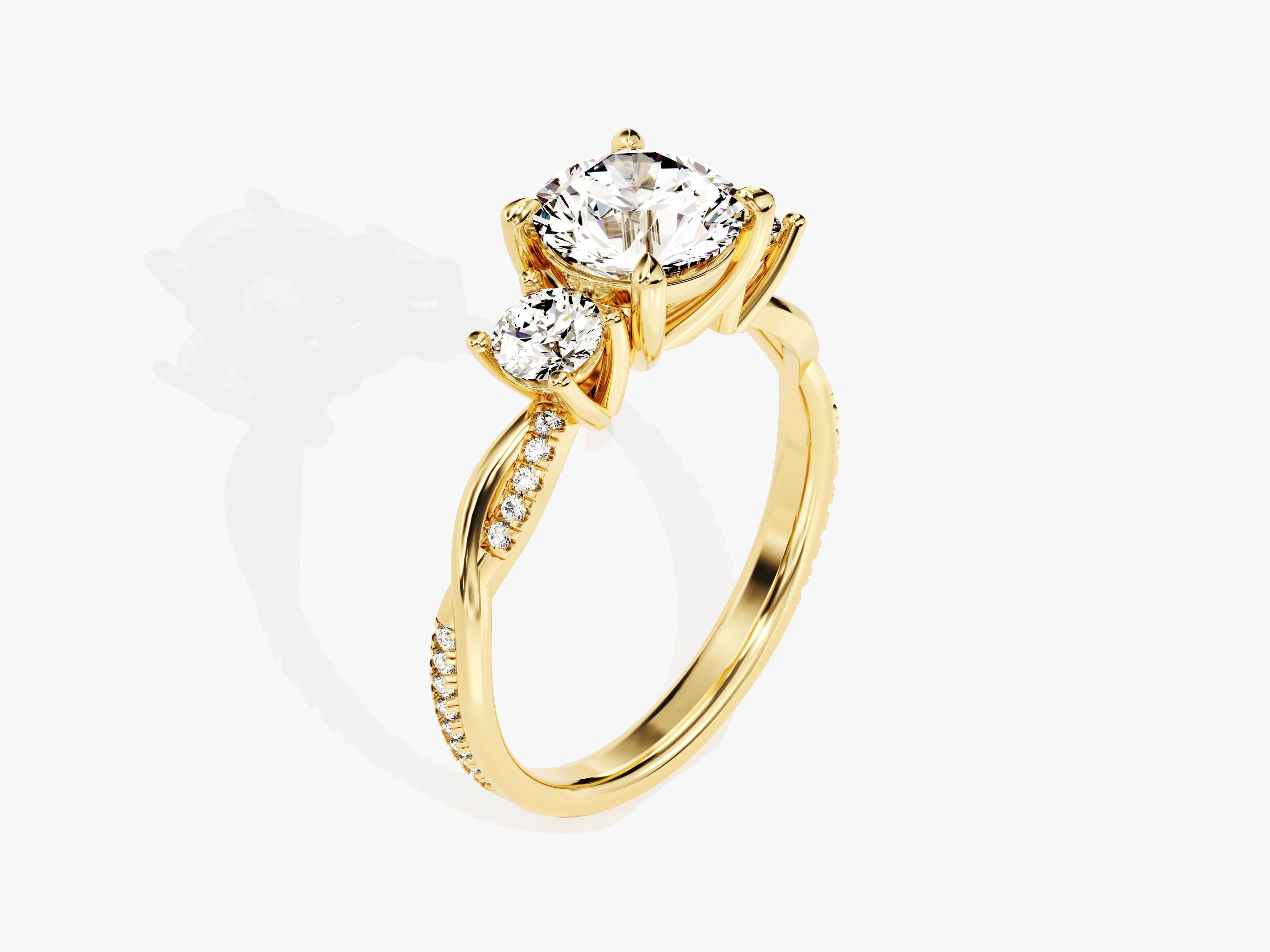 Petite Twisted Vine Three Stone Round Diamond Engagement Ring (2.00 CT TW)
