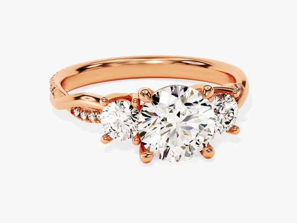 Rose gold diamond engagement ring with three stones
