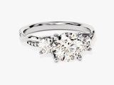 Petite Twisted Vine Three Stone Round Lab Grown Diamond Engagement Ring (2.00 CT TW)