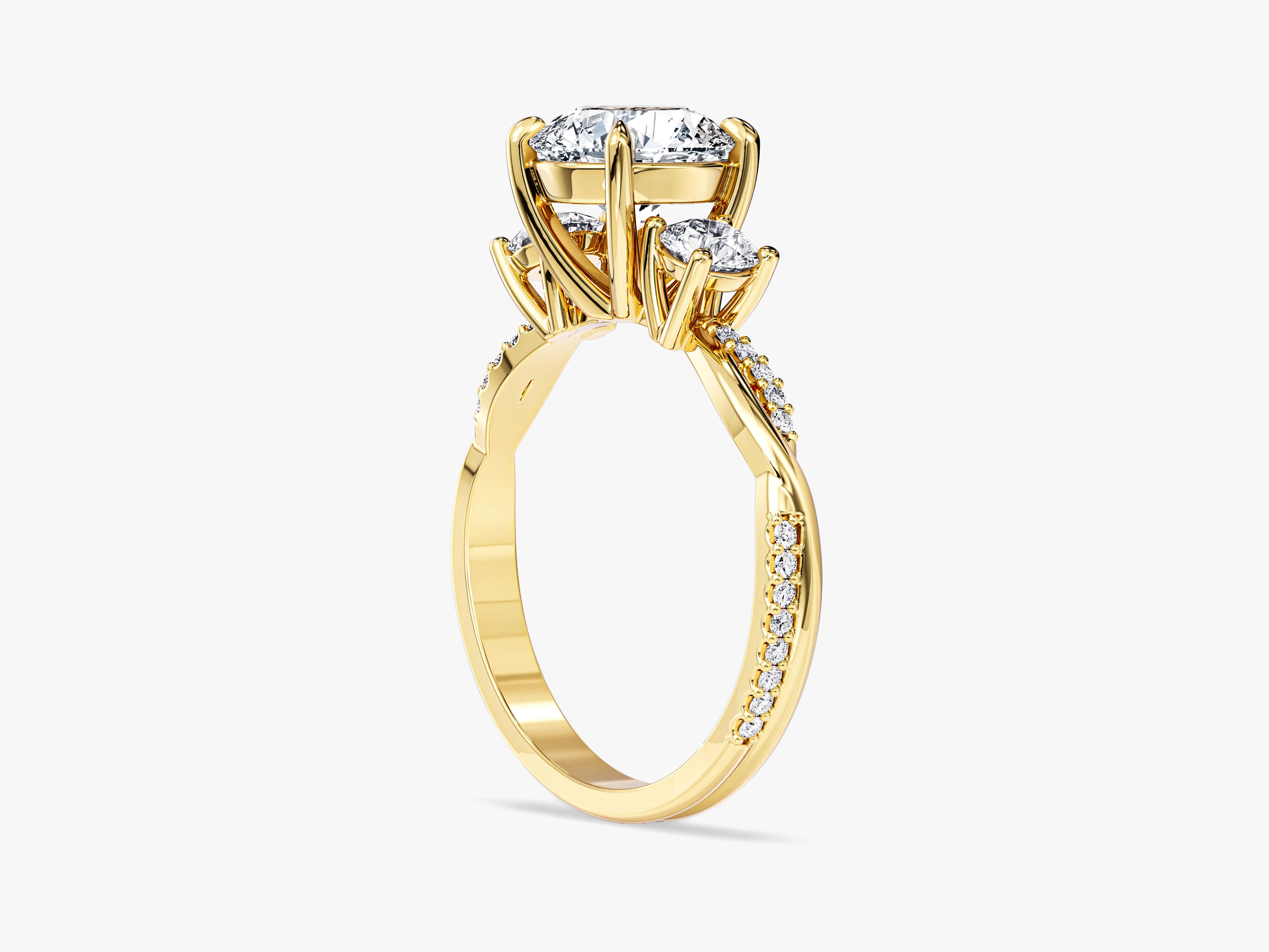 Petite Twisted Vine Three Stone Round Moissanite Engagement Ring (2.50 CT TW)