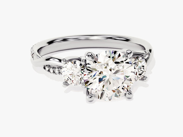 Petite Twisted Vine Three Stone Round Lab Grown Diamond Engagement Ring (2.50 CT TW)