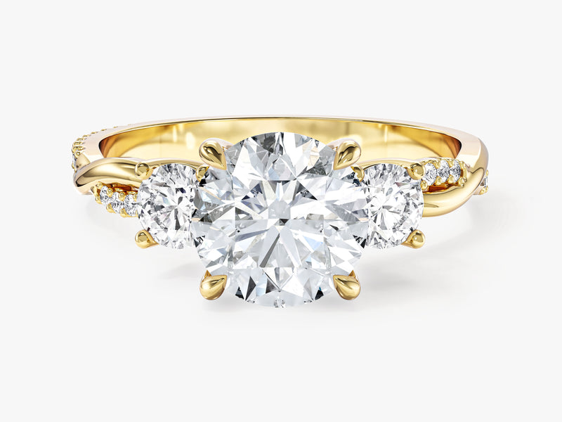 Petite Twisted Vine Three Stone Round Lab Grown Diamond Engagement Ring (2.50 CT TW)