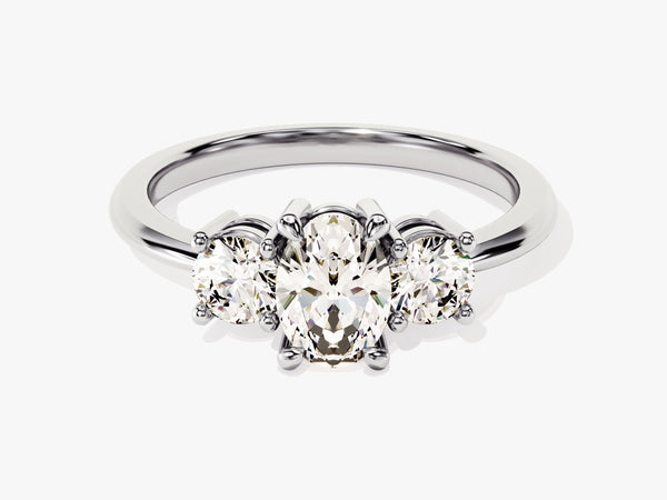 Classic Basket Set Three Stone Oval Diamond Engagement Ring (1.50 CT TW)