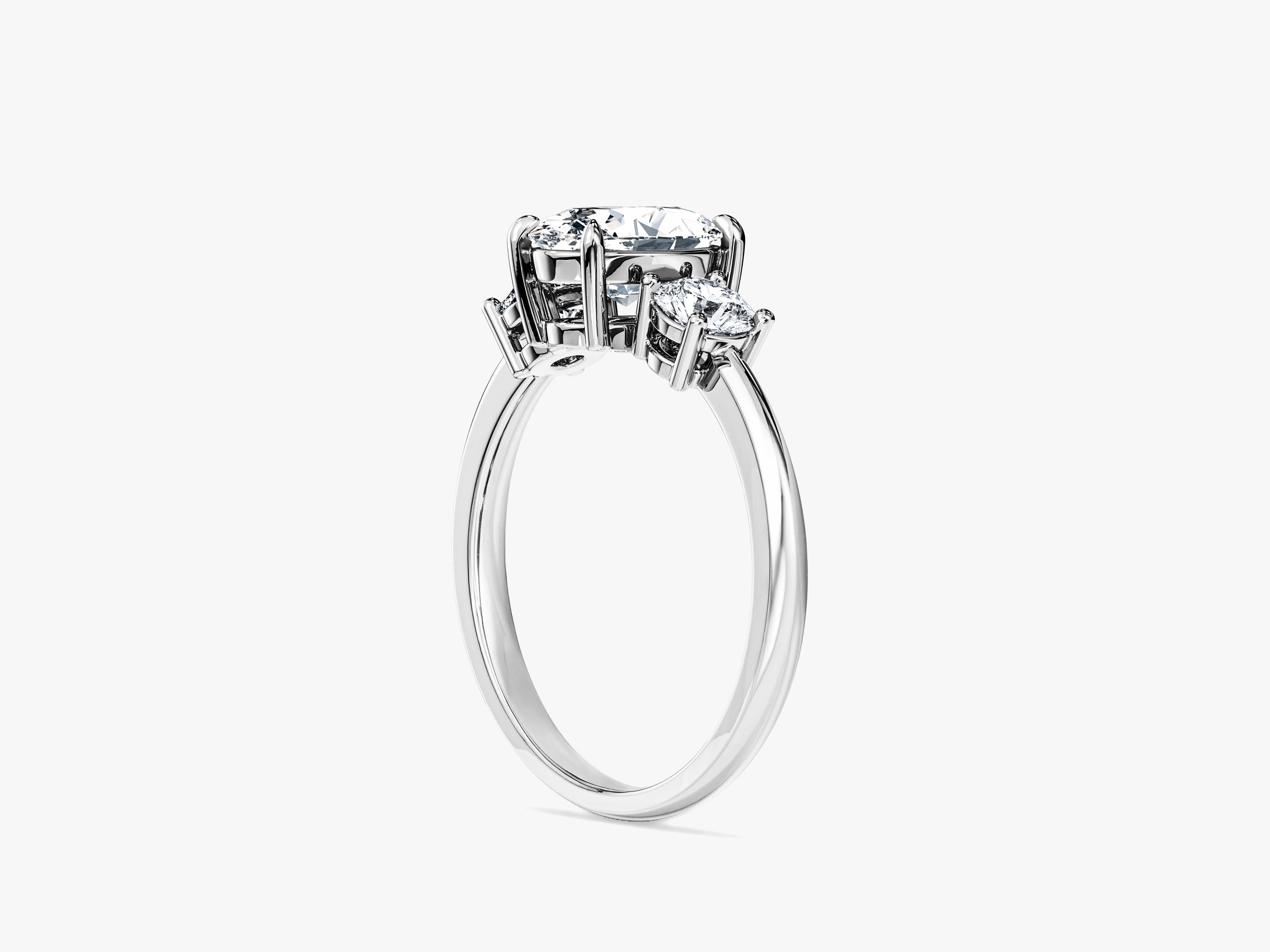 Classic Basket Set Three Stone Oval Lab Grown Diamond Engagement Ring (1.50 CT TW)
