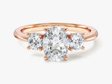 Classic Basket Set Three Stone Oval Lab Grown Diamond Engagement Ring (1.50 CT TW)