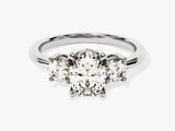 Classic Basket Set Three Stone Oval Lab Grown Diamond Engagement Ring (2.00 CT TW)