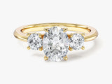 Classic Basket Set Three Stone Oval Lab Grown Diamond Engagement Ring (1.50 CT TW)