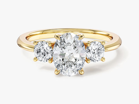 Classic Basket Set Three Stone Oval Moissanite Engagement Ring (1.50 CT TW)