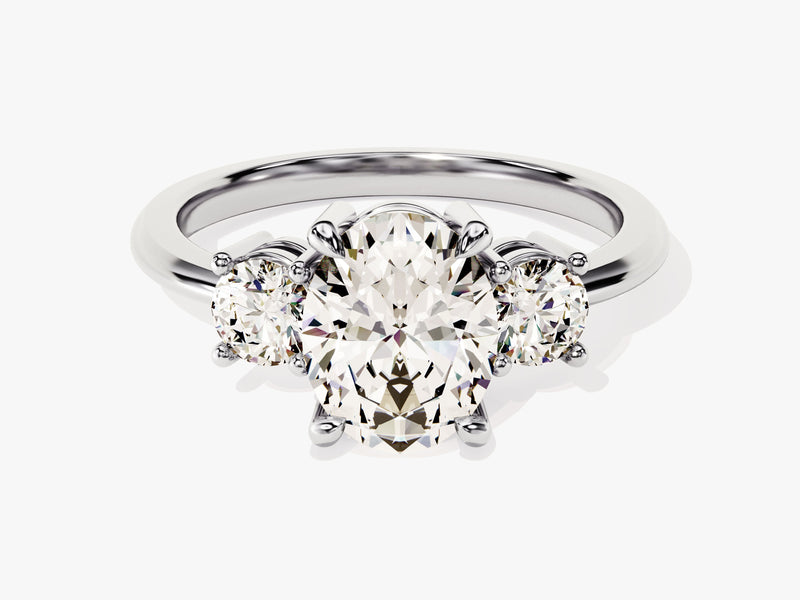 Classic Basket Set Three Stone Oval Lab Grown Diamond Engagement Ring (2.50 CT TW)