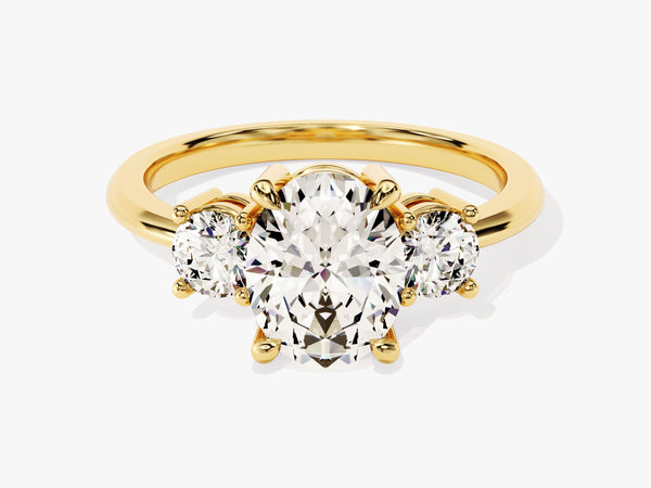 Classic Basket Set Three Stone Oval Diamond Engagement Ring (2.50 CT TW)