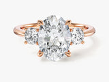 Classic Basket Set Three Stone Oval Moissanite Engagement Ring (2.50 CT TW)