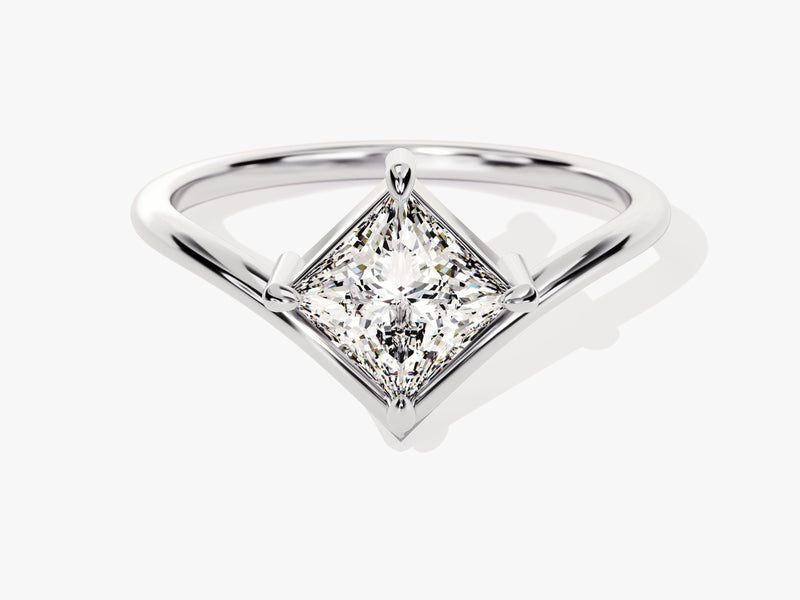 Curved Princess Diamond Engagement Ring (1.00 CT)