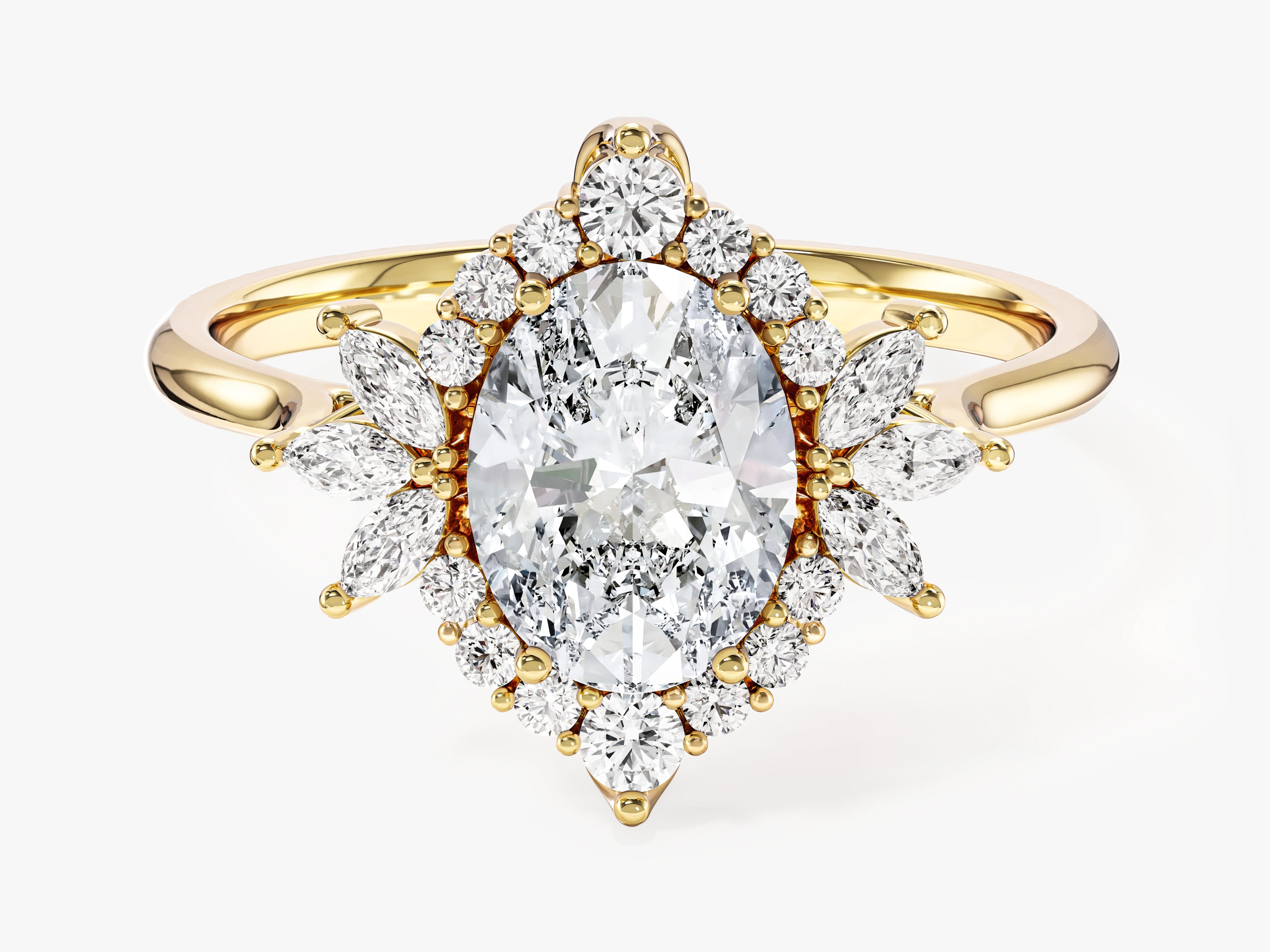 Vintage Halo Oval Moissanite Engagement Ring (1.50 CT)
