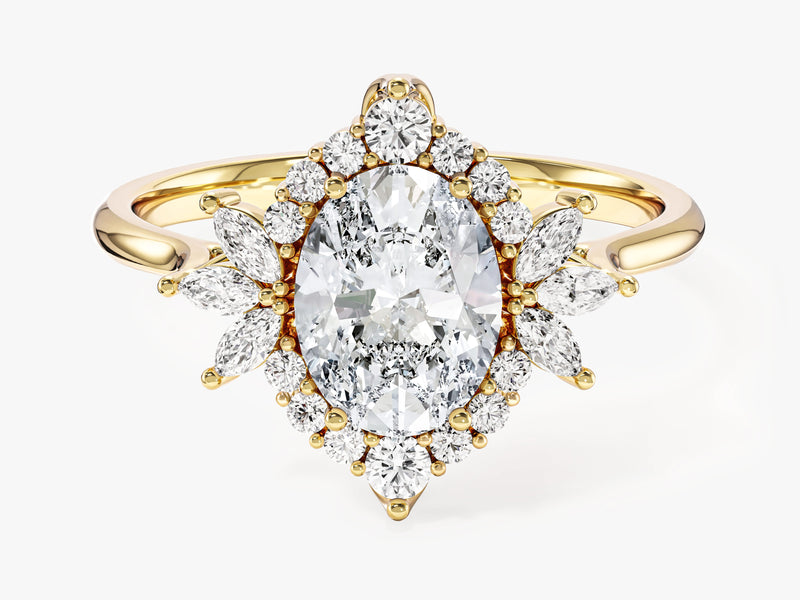 Vintage Halo Oval Moissanite Engagement Ring (1.50 CT)
